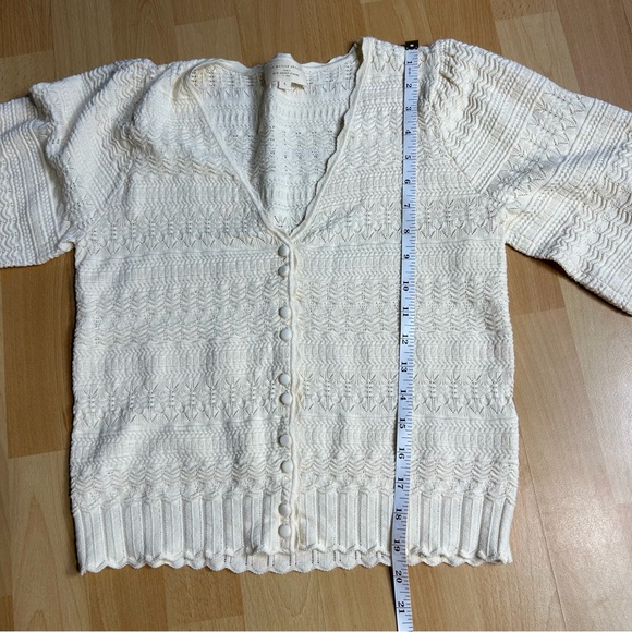 Sezane Charlotte Ivory Textured Knit Cardigan Blouse - Picture 10 of 10